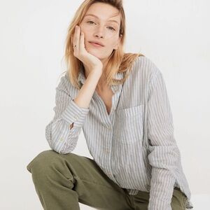 Madewell Blue and White Striped Button Down Shirt